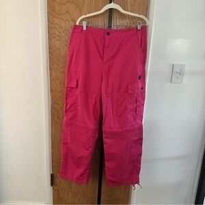 Teddy Fresh Hot Pink Cargo Pants zip off into shorts size medium